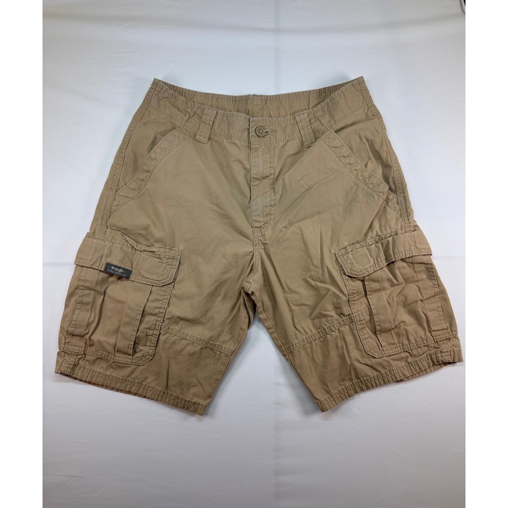 Wrangler Mens Tan Khaki Cotton Ripstop Cargo Shorts Size‎ 30 Utility